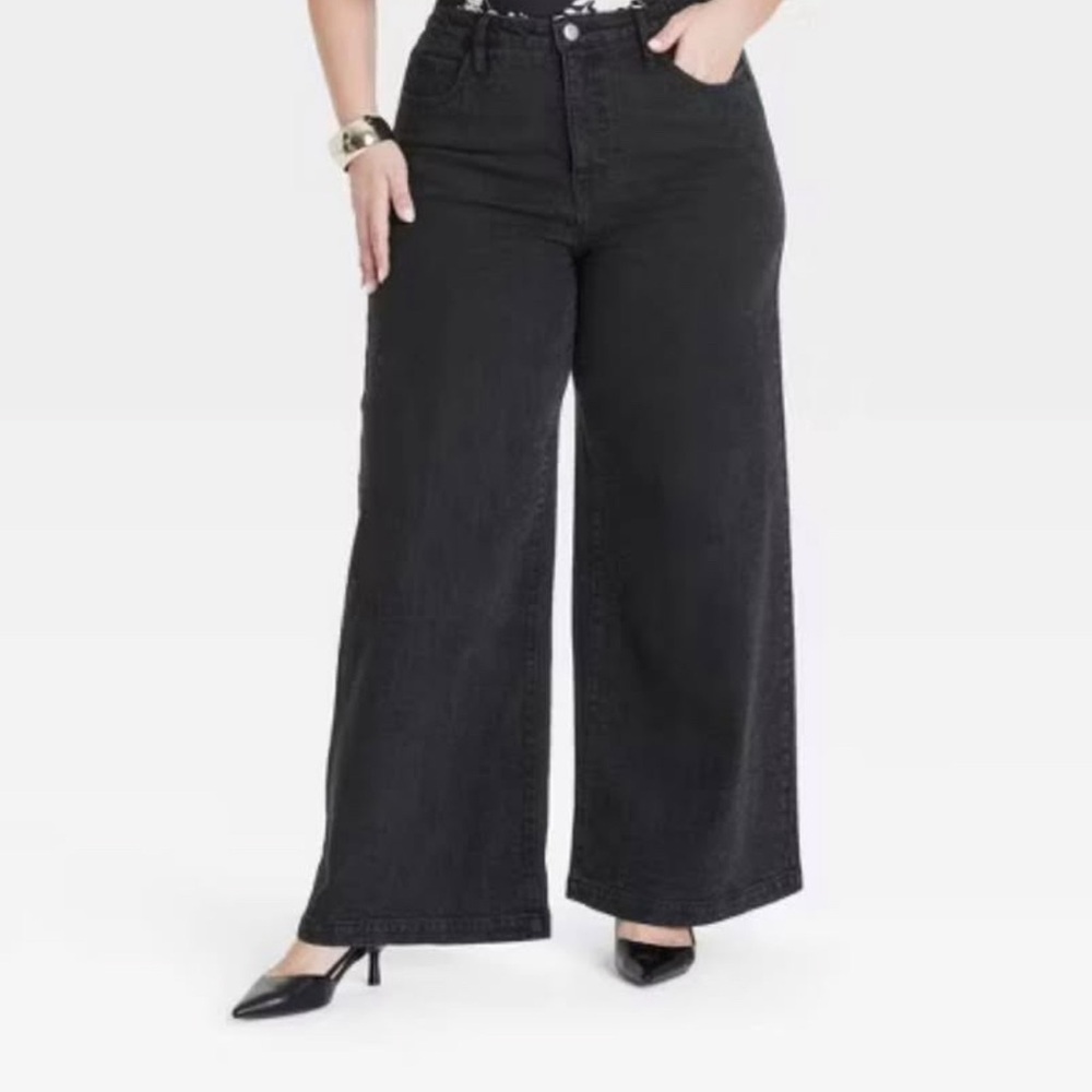 Ava & Viv (Target) High Rise Wide Leg Black Jeans Womens Plus Size 16
